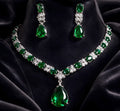 Cocktail Glam Emerald Green White Crystal Necklace Set