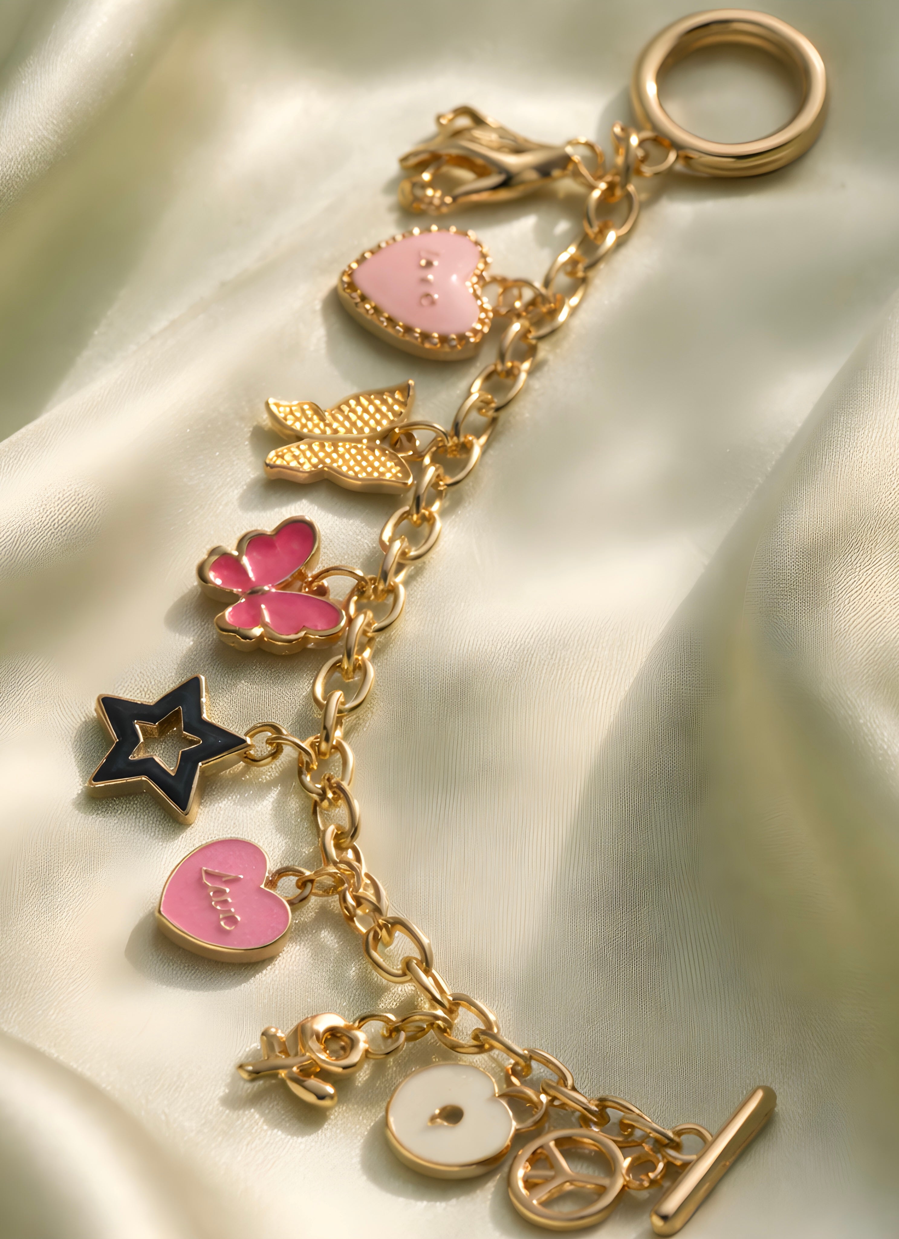 Stylish gold charm handmade customized bracelet