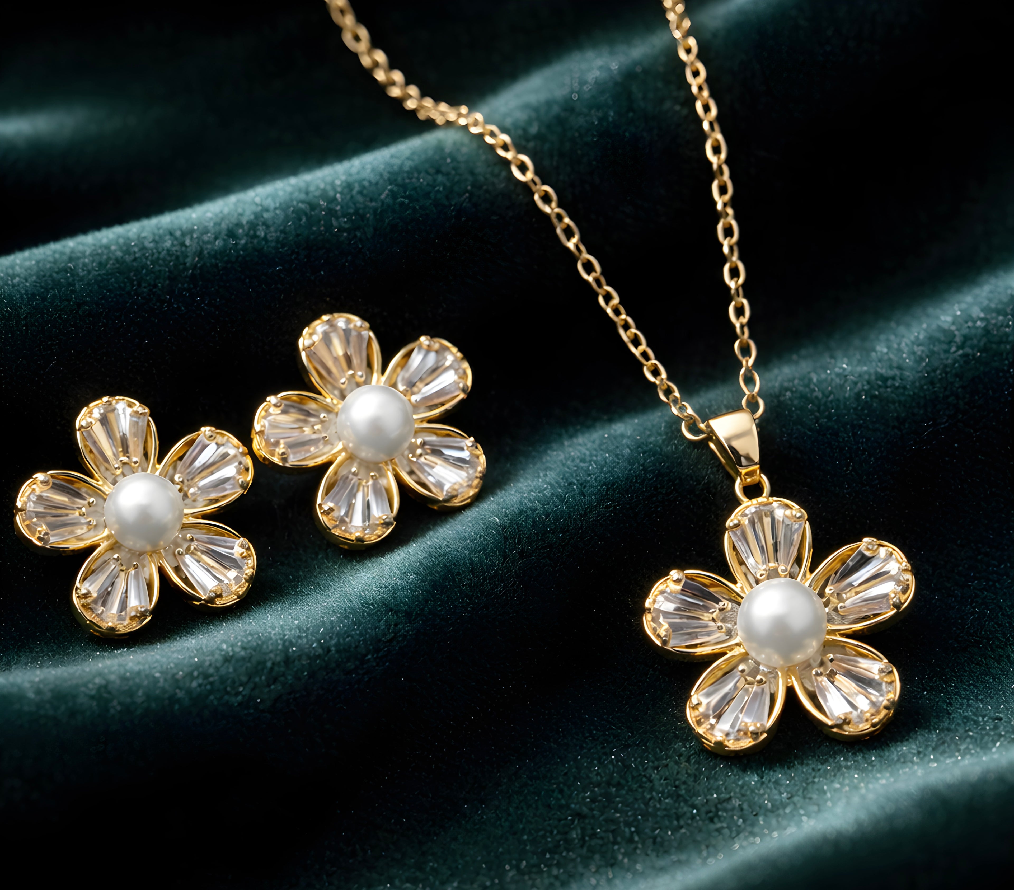 Flower Pearl Pendant set
