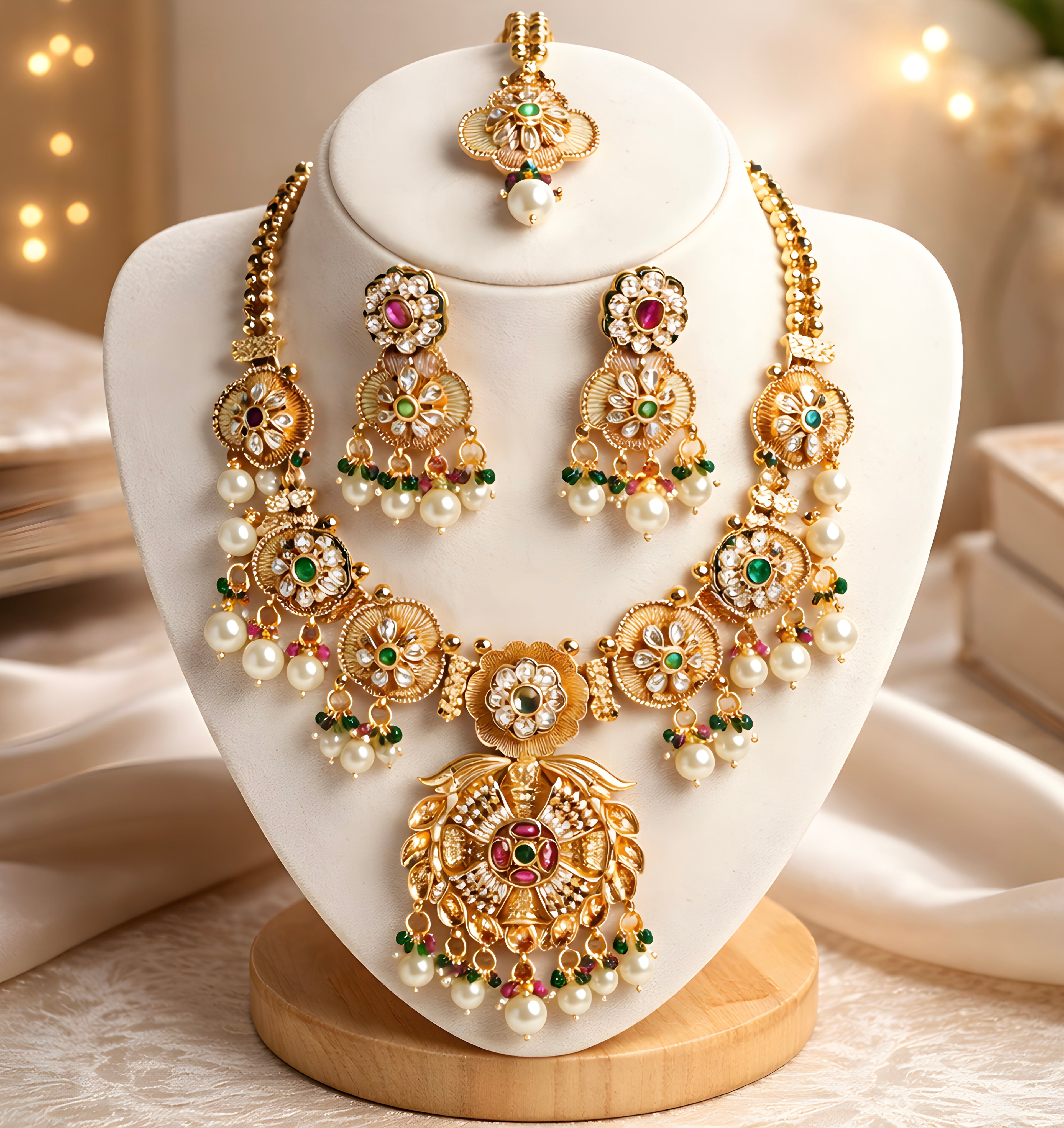 Premium Antique Jewellery foli kundan necklace set