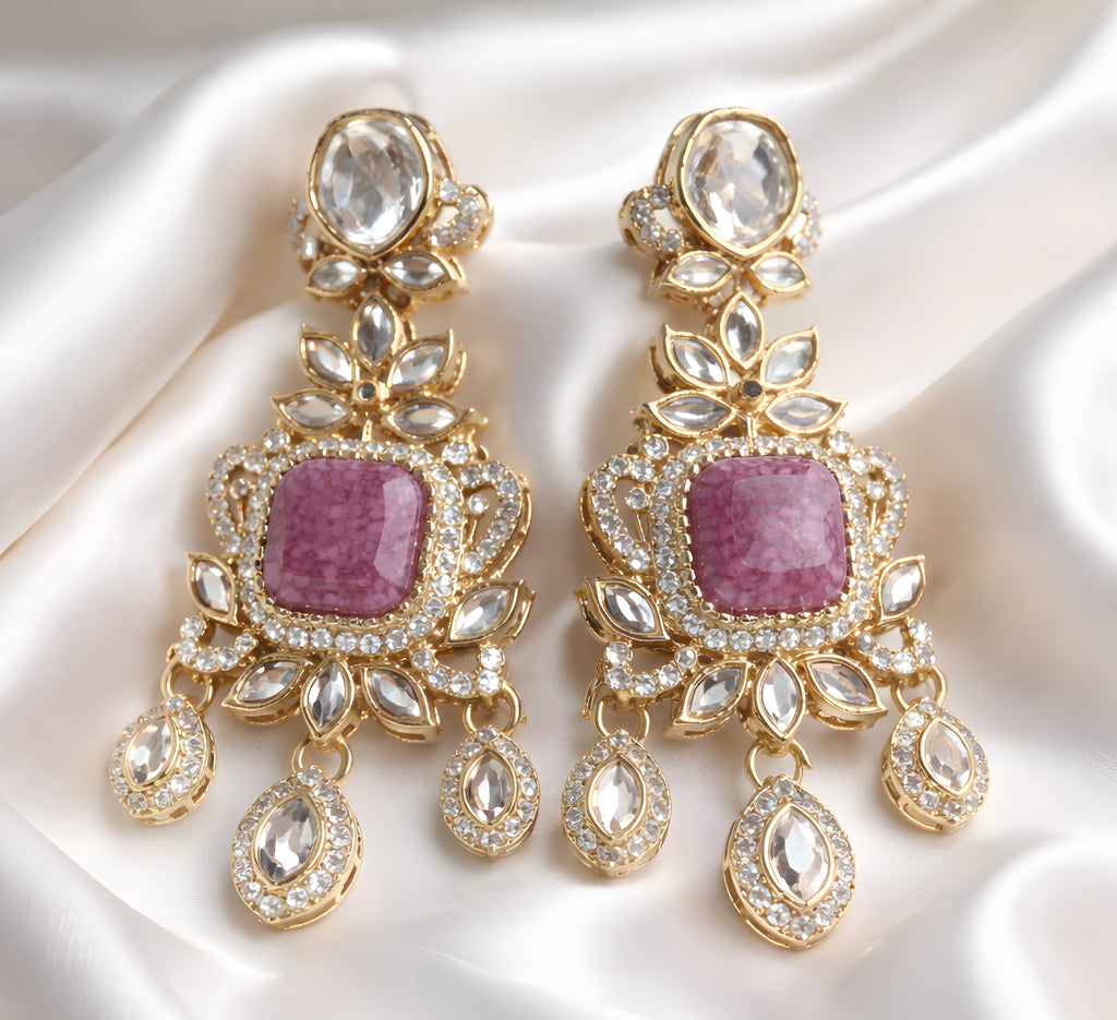 Kundan Polki chandelier earrings