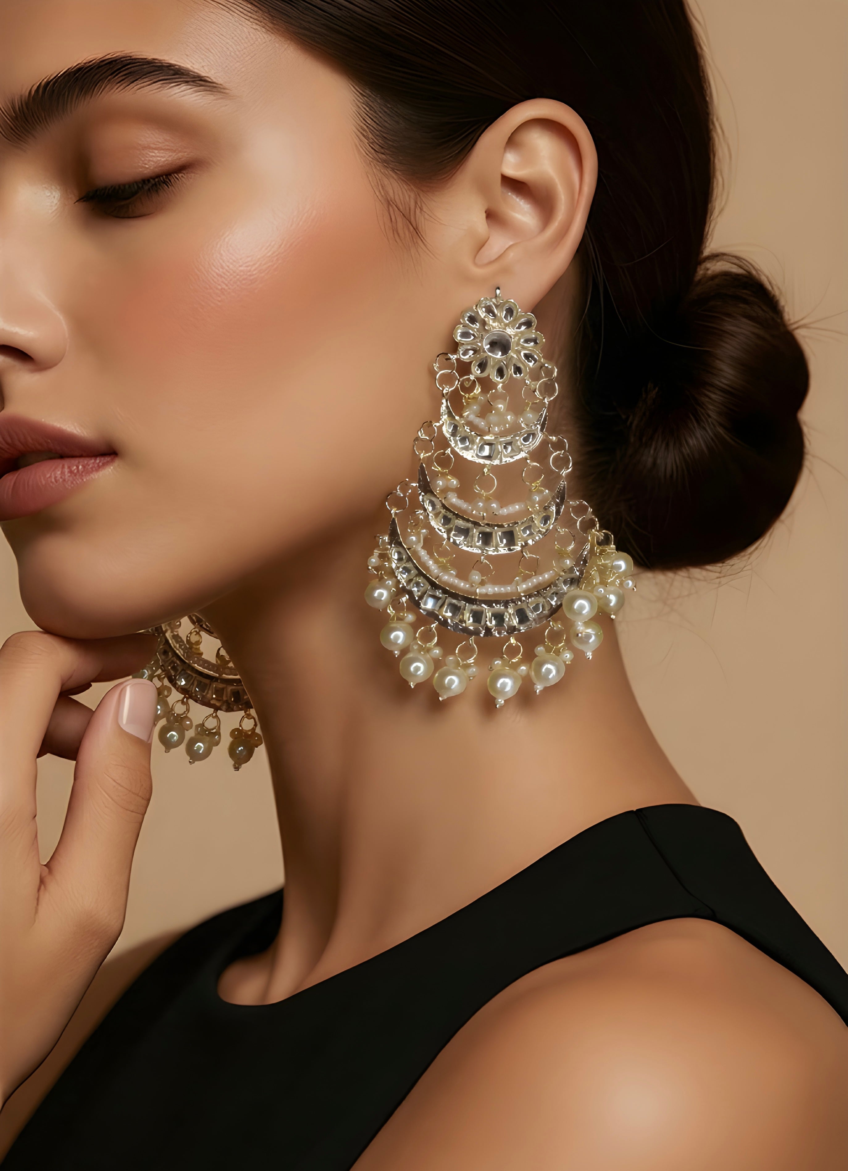 Kundan chandbali earrings