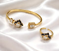 Diamond Petals Royal bracelet set with ring 18k gold plated stainless steel