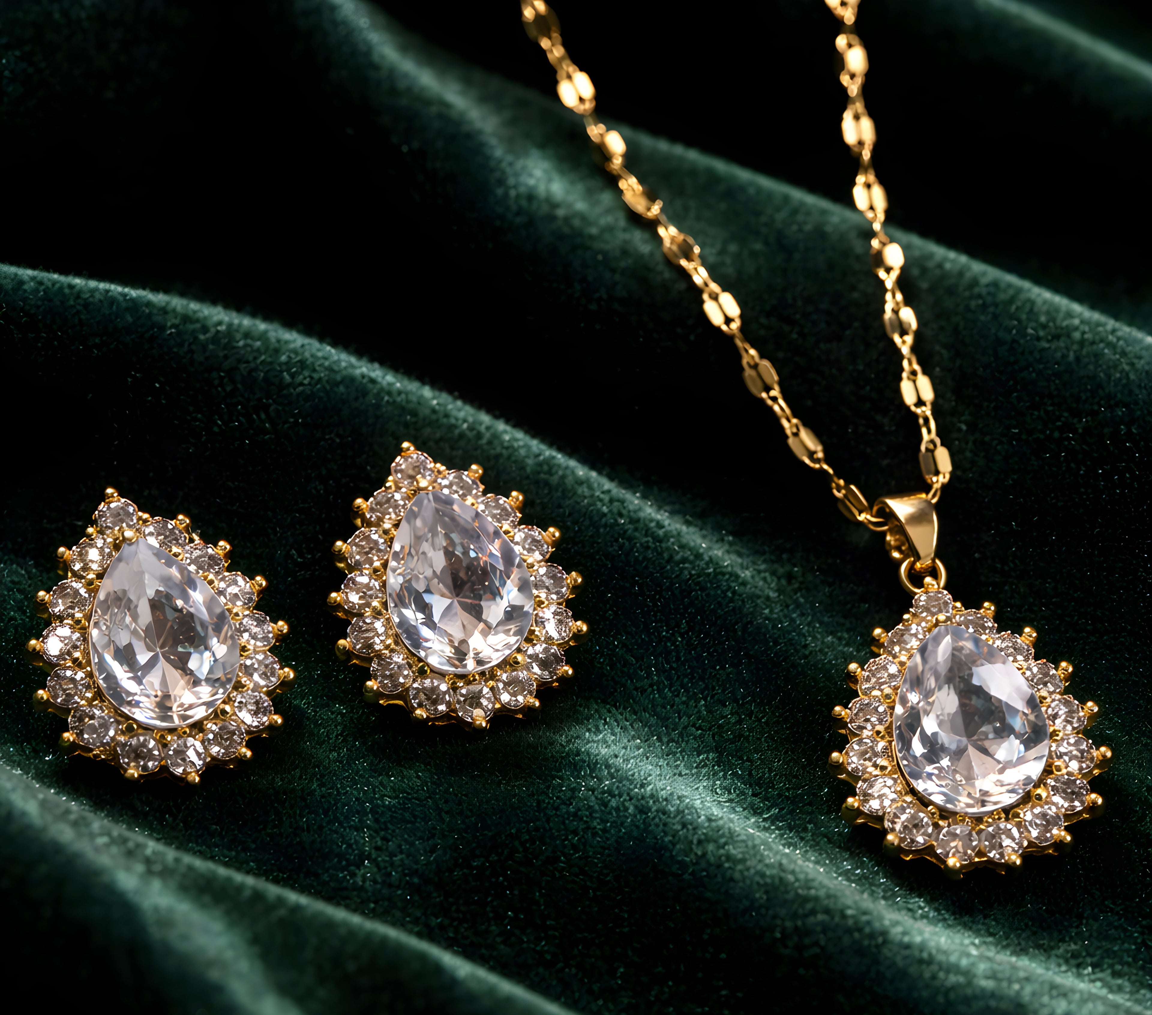 Elegant teardrop-shaped pendant set