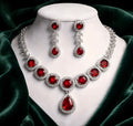 Ruby Red Crystal AD necklace set