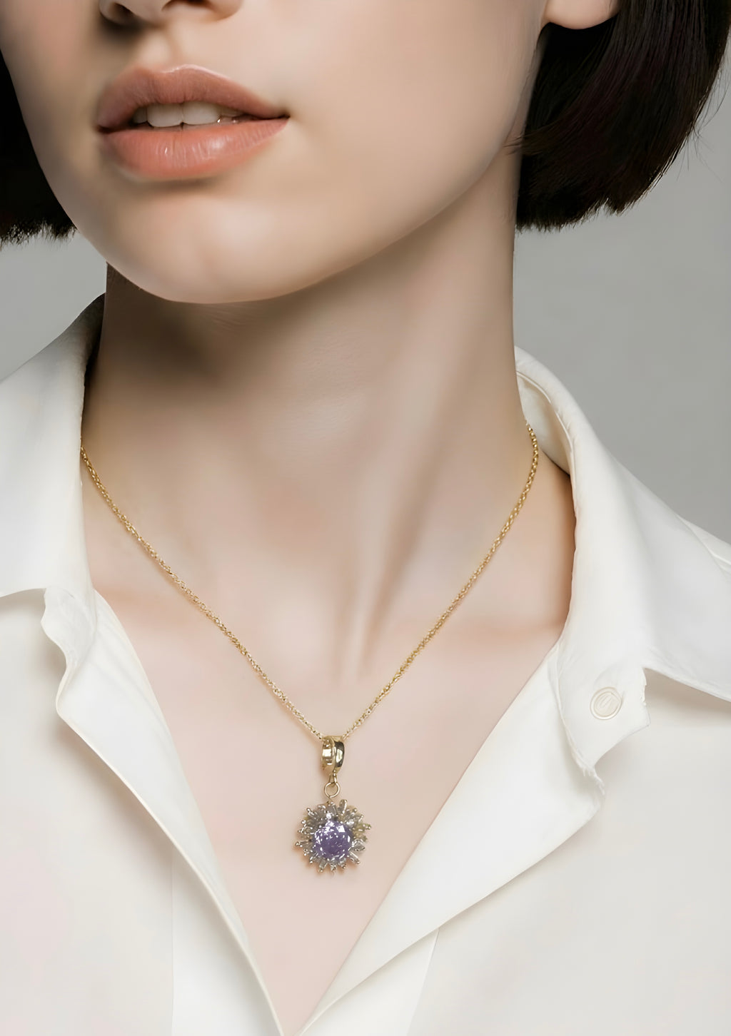 Purple gemstone pendant necklace
