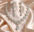 Mint Colour American Diamond Necklace Set
