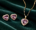 Pink heart-shaped pendant set