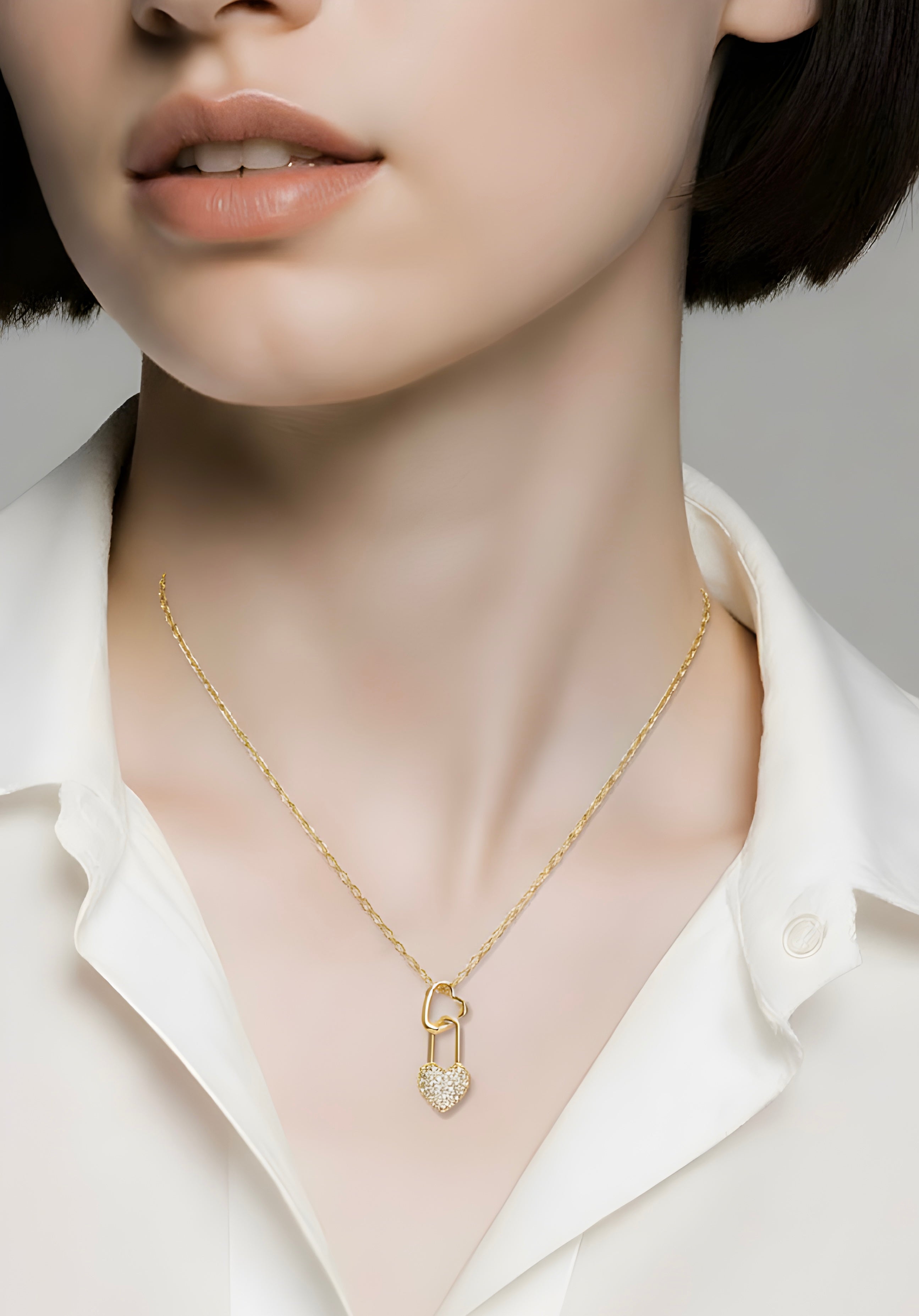 Unique double-link heart pendant