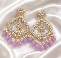Lavender colour kundan earrings