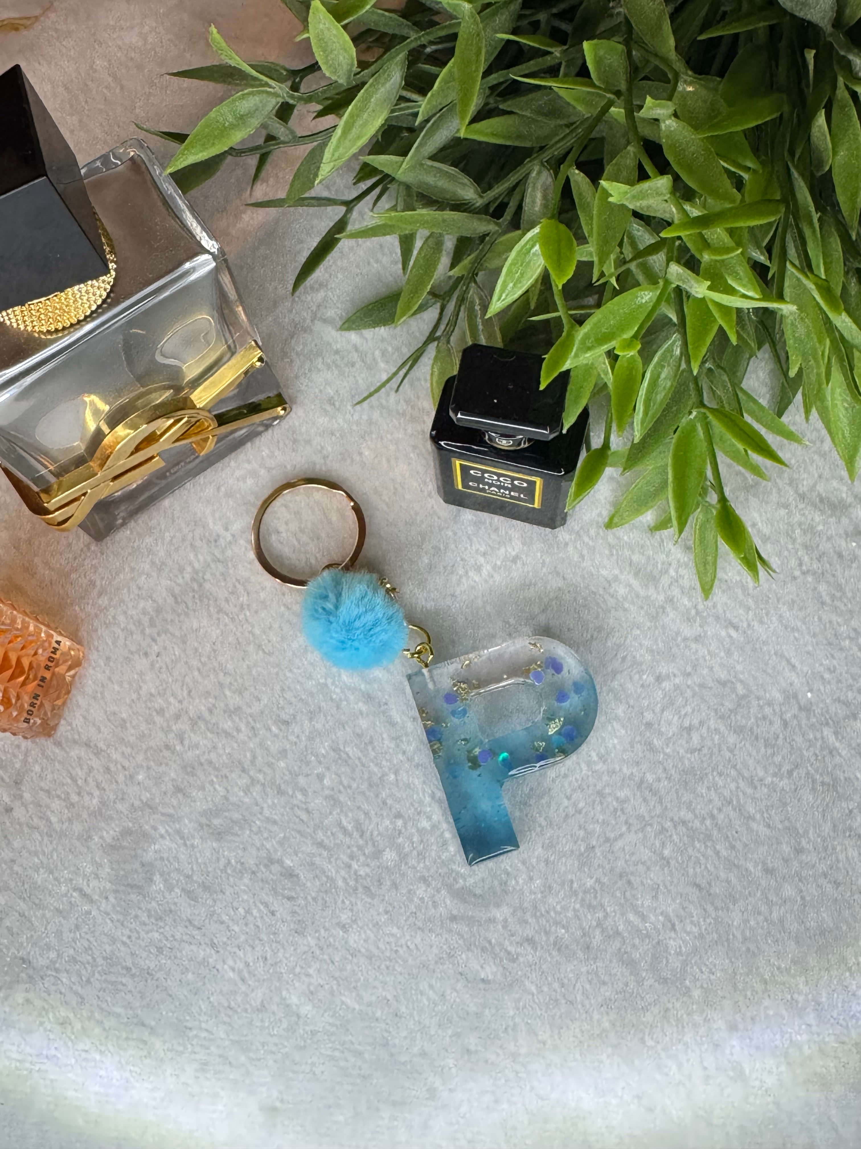 Handmade DIY resin letter “P” keychain