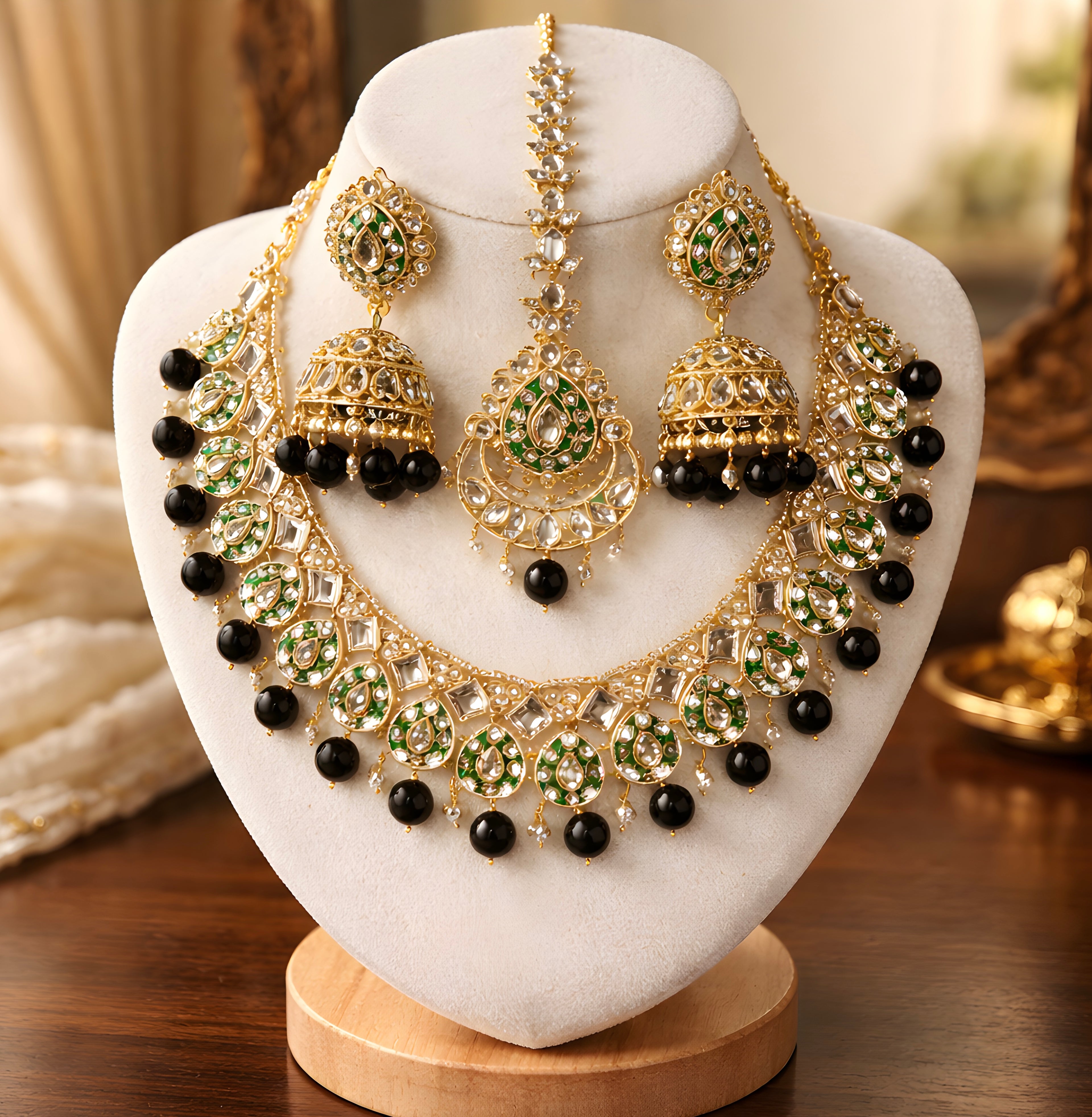 Antique Gold Polki Necklace Set