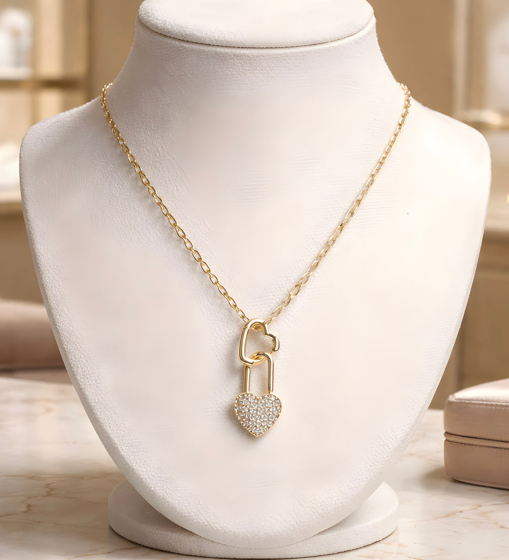 Unique double-link heart pendant