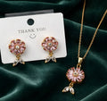 Light luxury,pink crystal pendant set