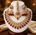 Maroon Red Antique polki kundan Necklace set