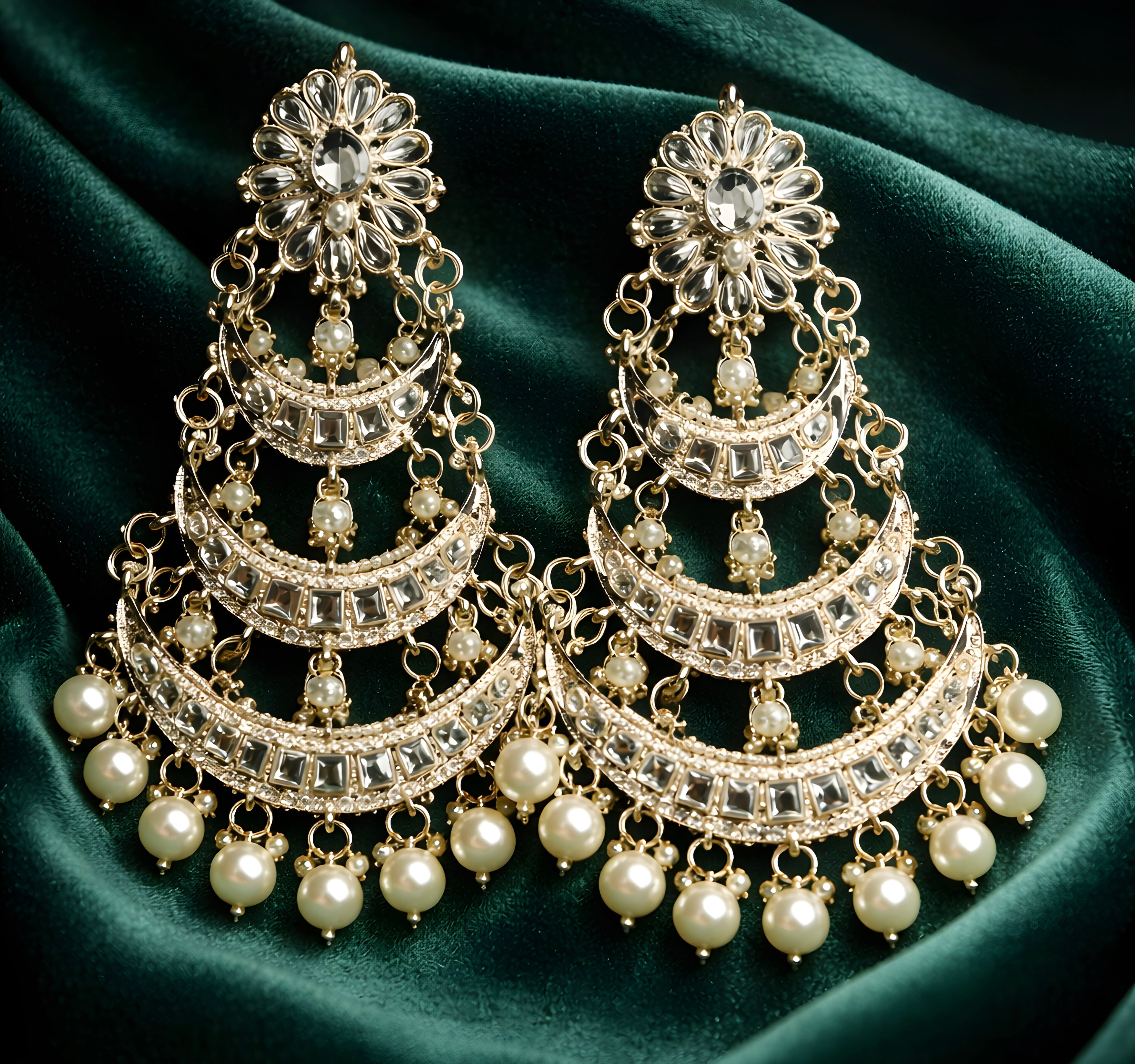 Kundan chandbali earrings