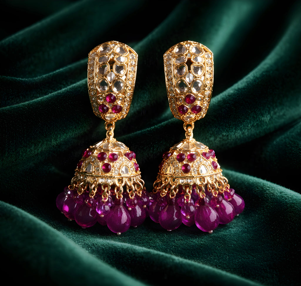 Indian purple jhumka earrings