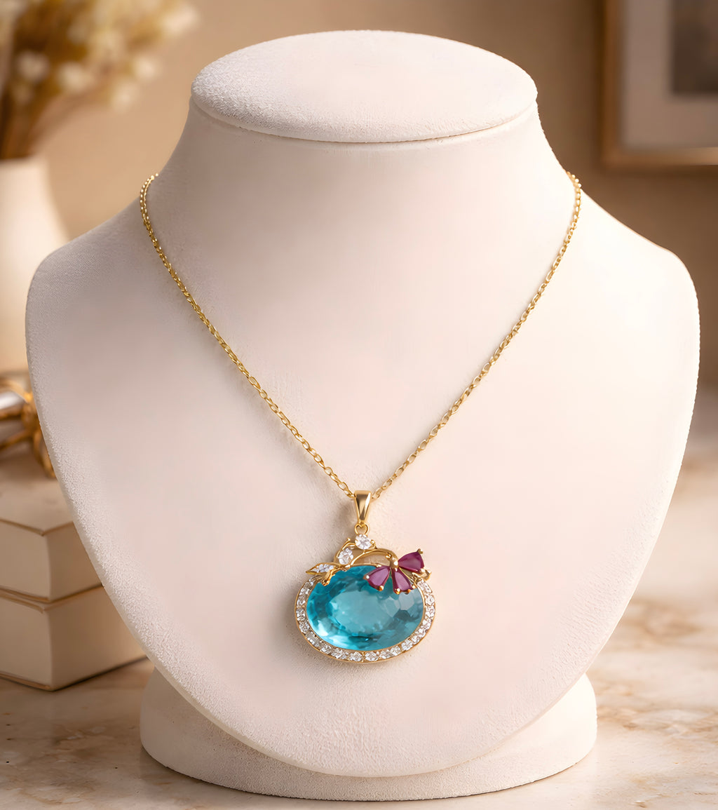 Light blue gemstone pendant necklace