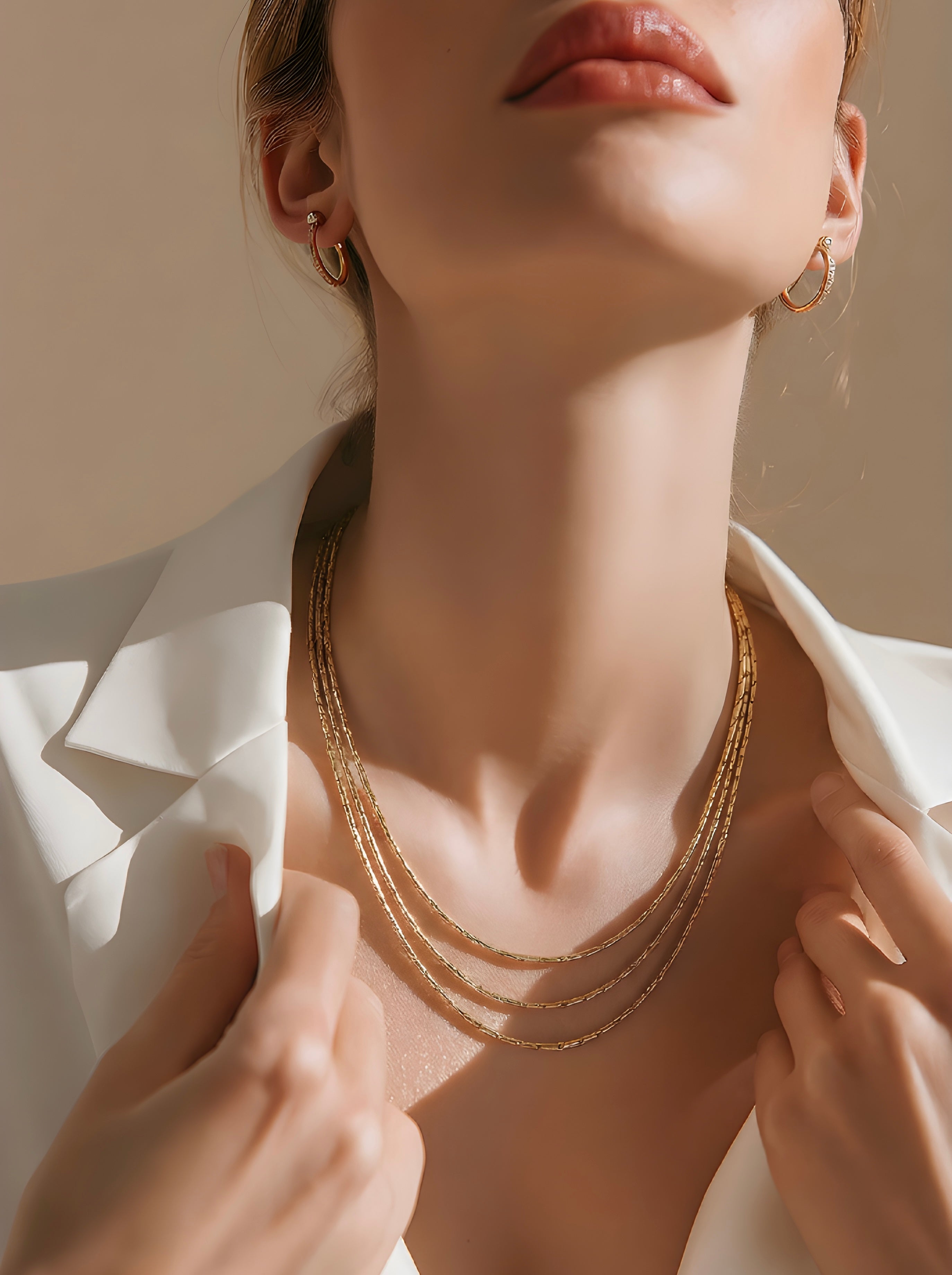 Gold-toned layered chain necklace