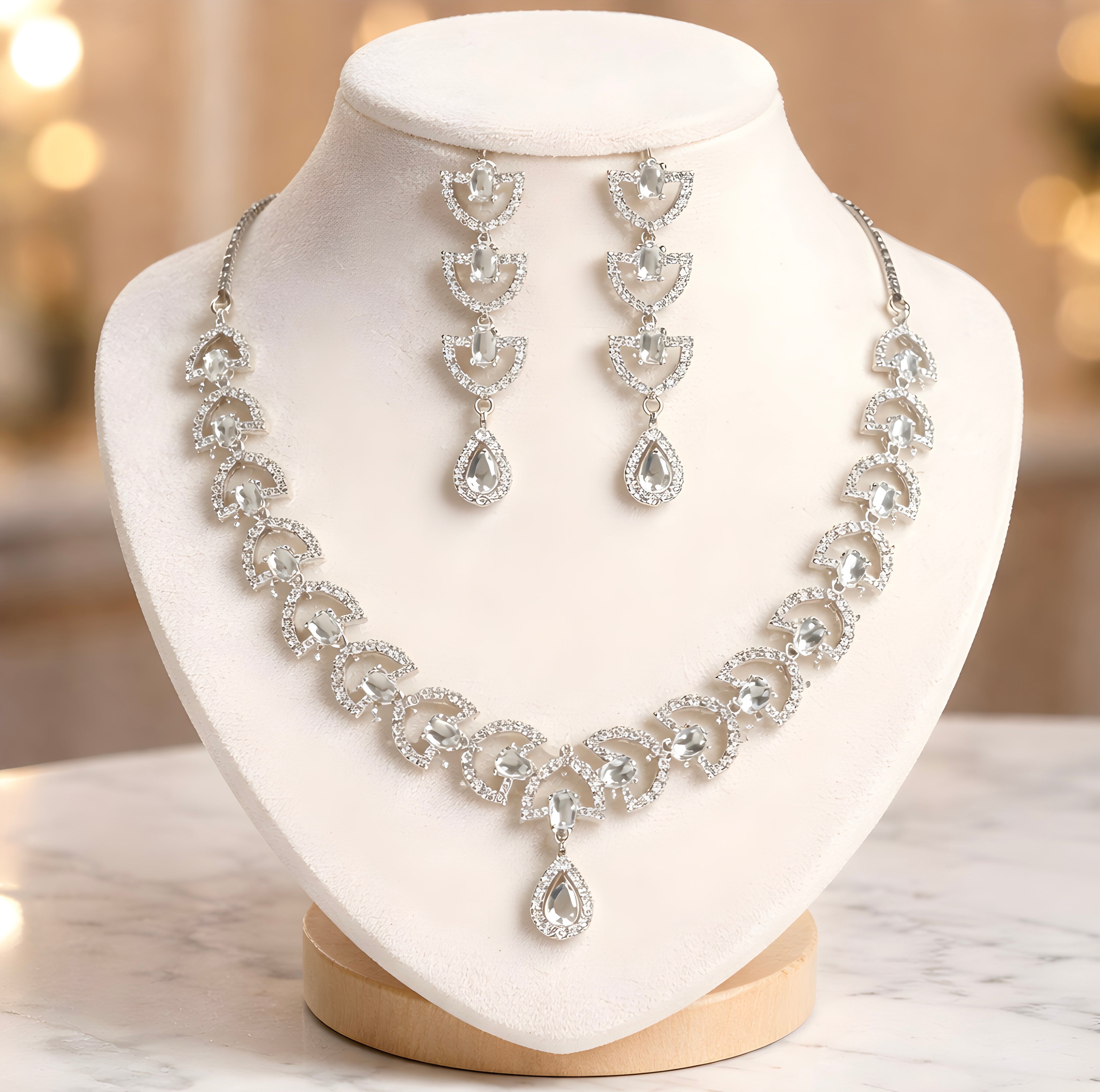 Sliver-plated AD Necklace set