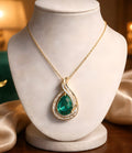 Pear-shaped green gemstone pendant necklace