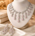 Pink colour AD Necklace set