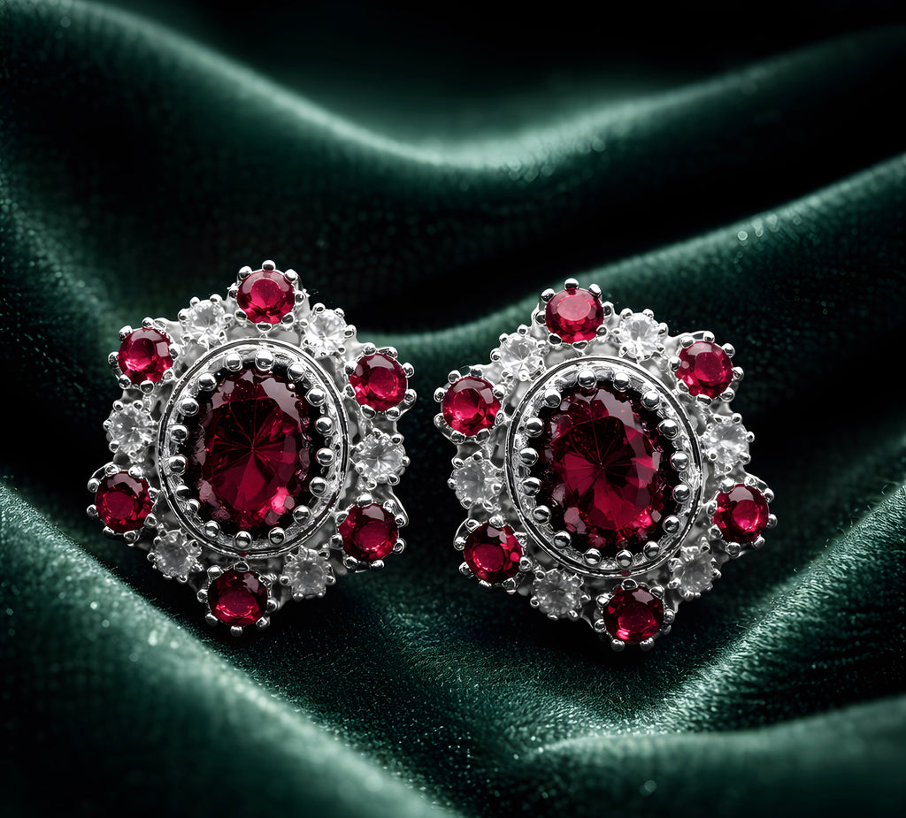 Oval-cut halo stud