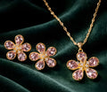 Pink flower pendant set