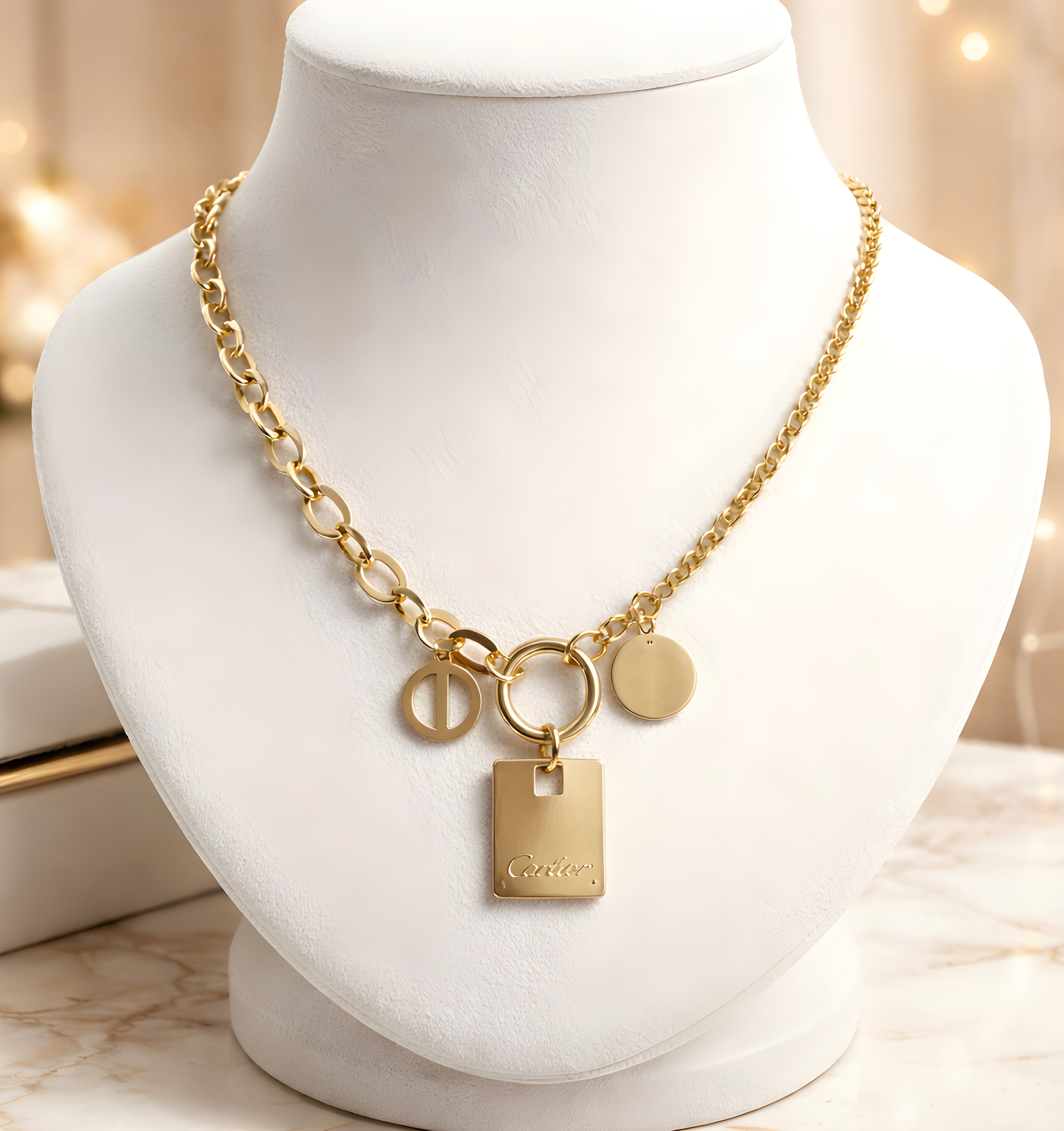 Gold-toned charm pendantnecklace