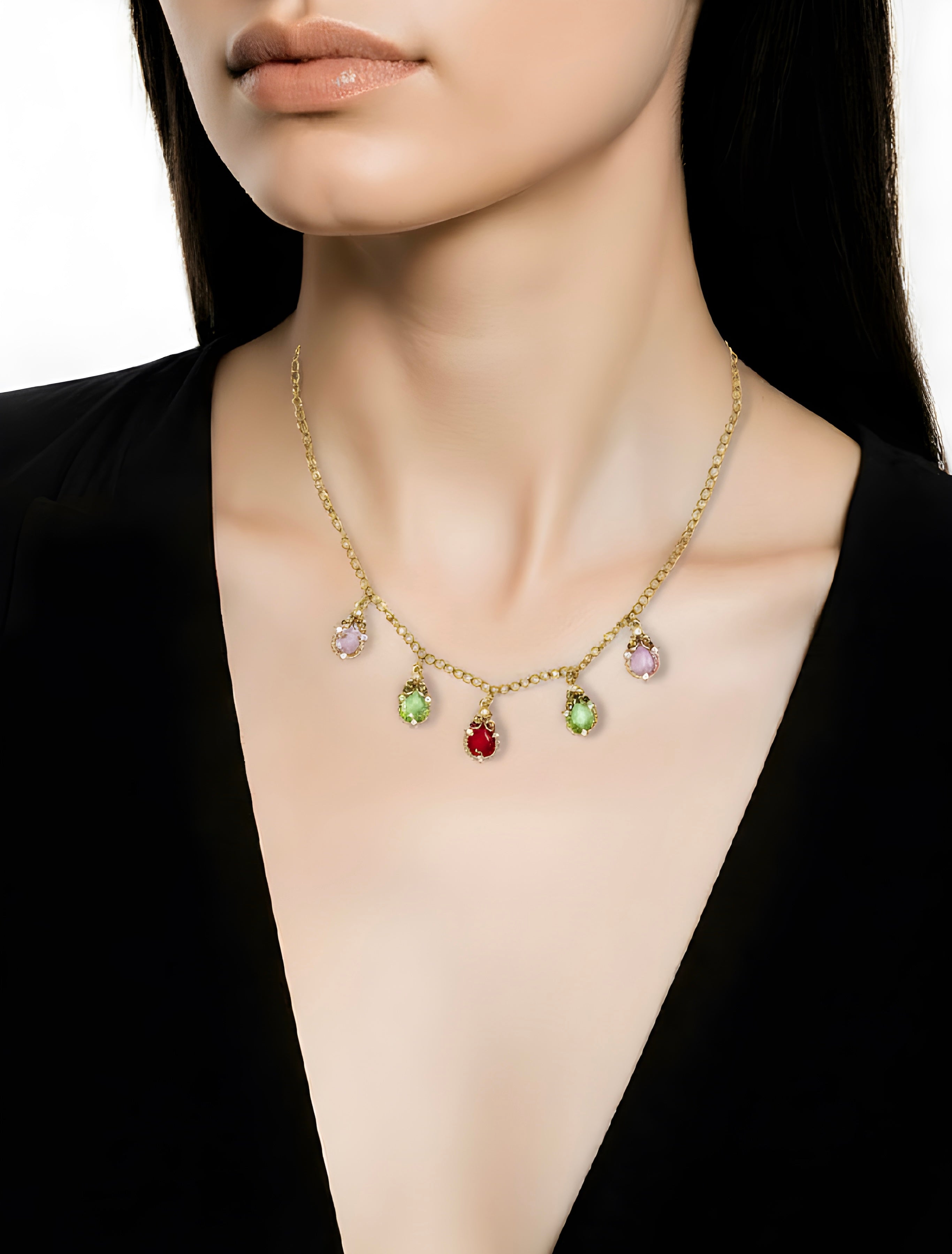 Elegant Handmade multicolour charms necklace