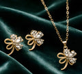 Hollow golden flower pendant set