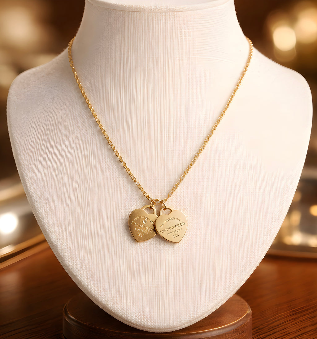 Tiffany & Co. Return to Double Heart Plate Pendant Necklace