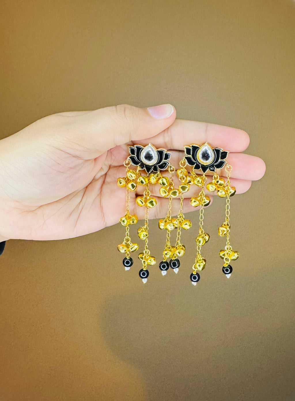 Lotus-shaped kashmiri handmade earrings