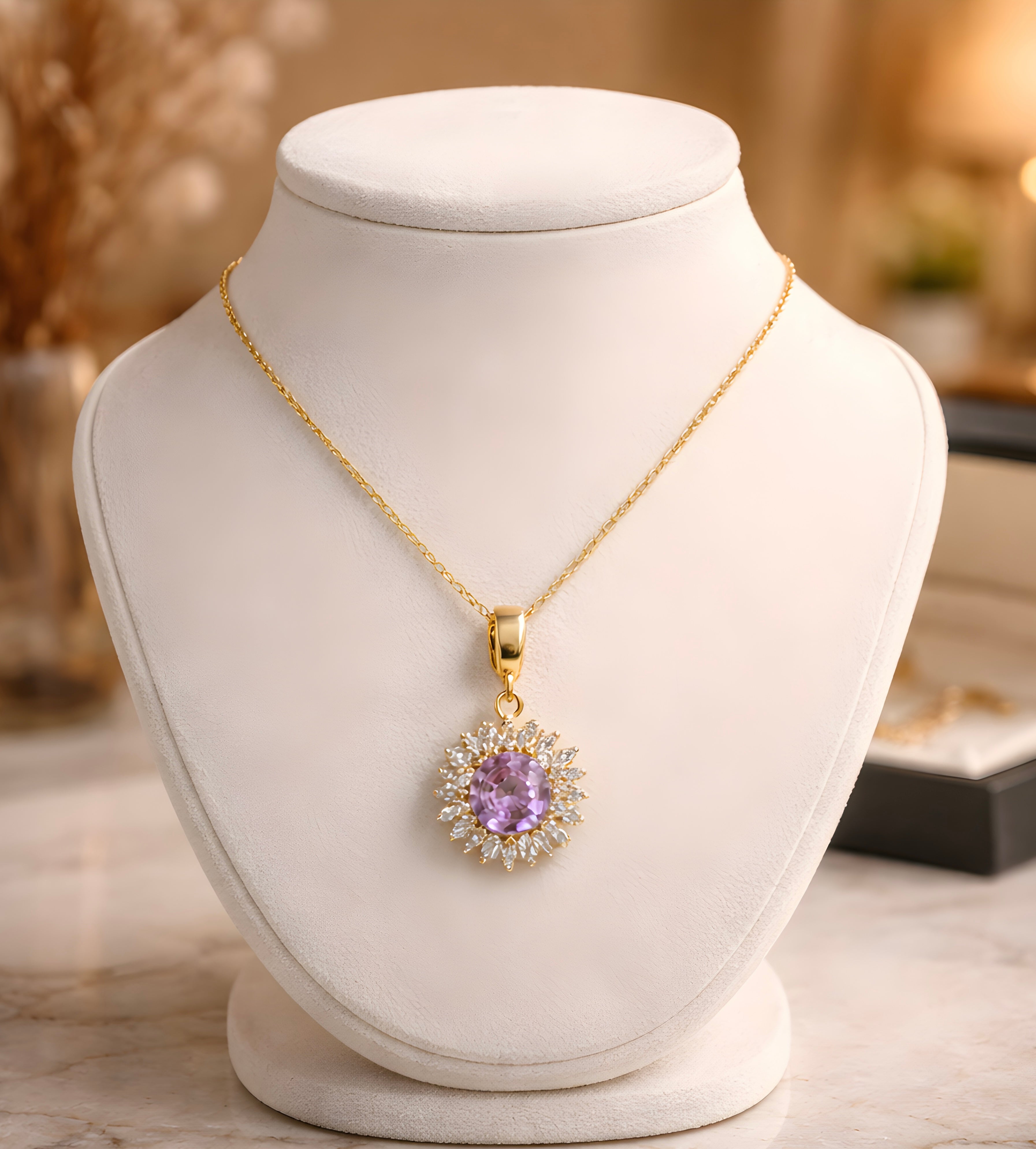 Purple gemstone pendant necklace