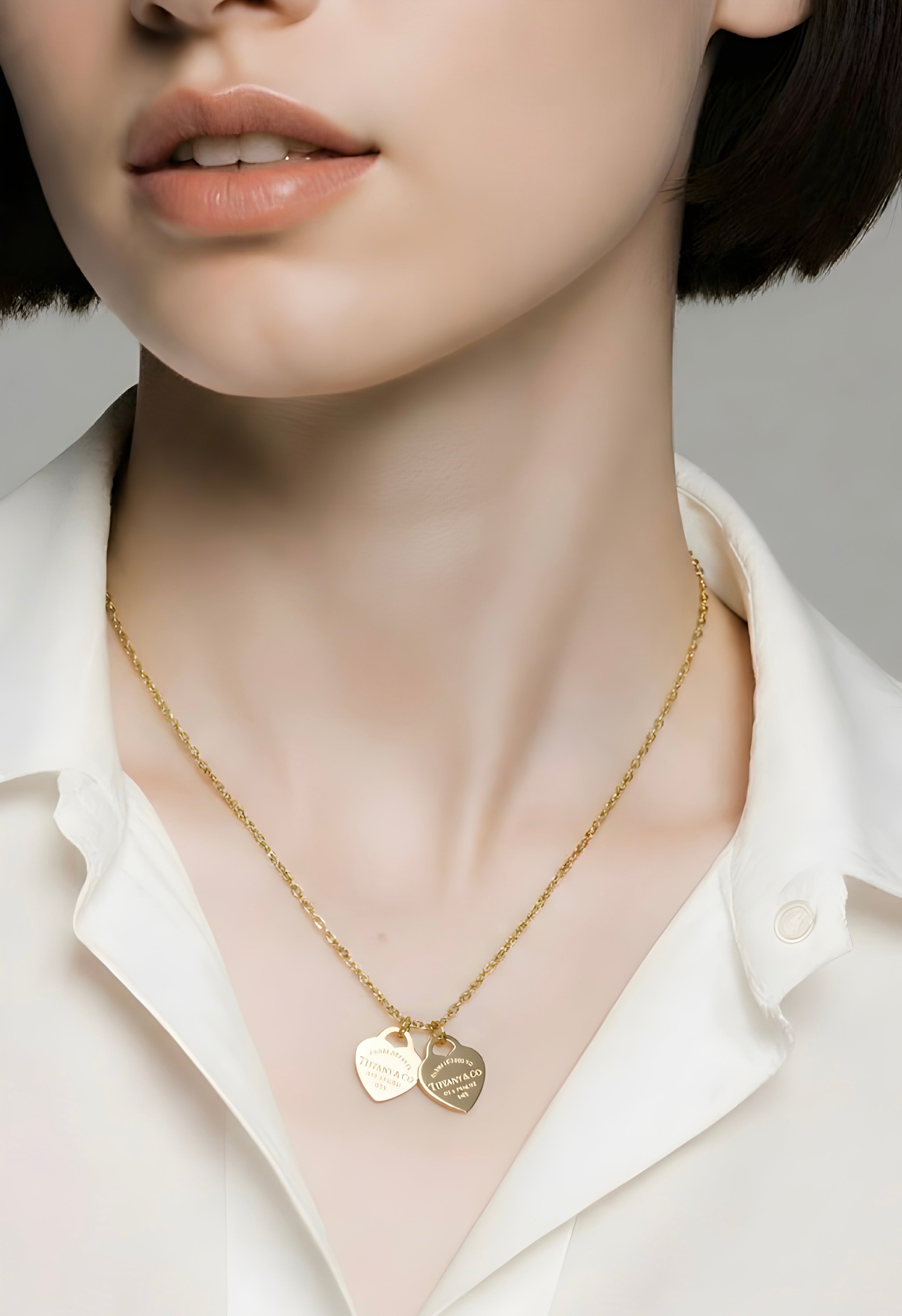 Tiffany & Co. Return to Double Heart Plate Pendant Necklace