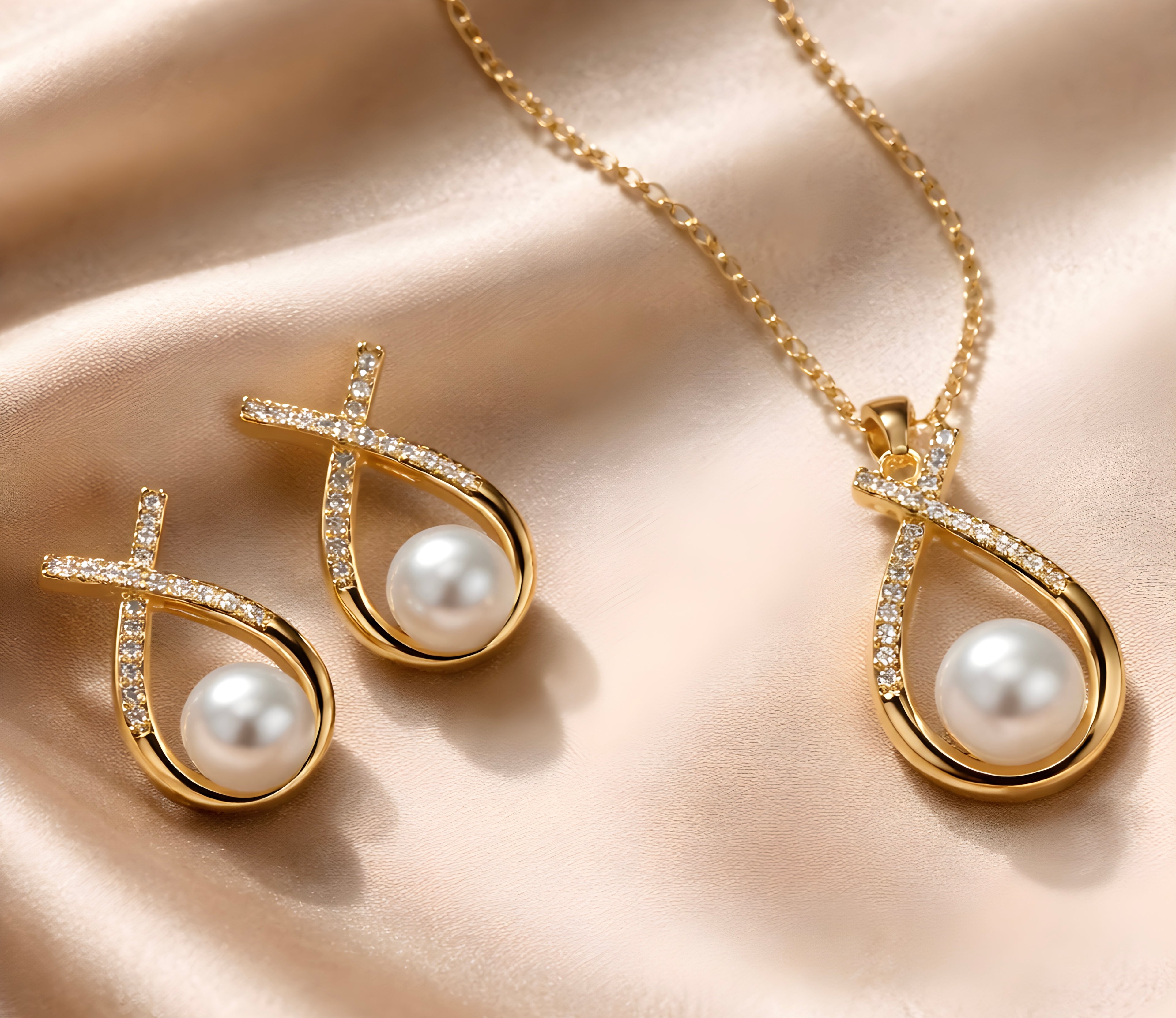 Elegant pearl pendant set
