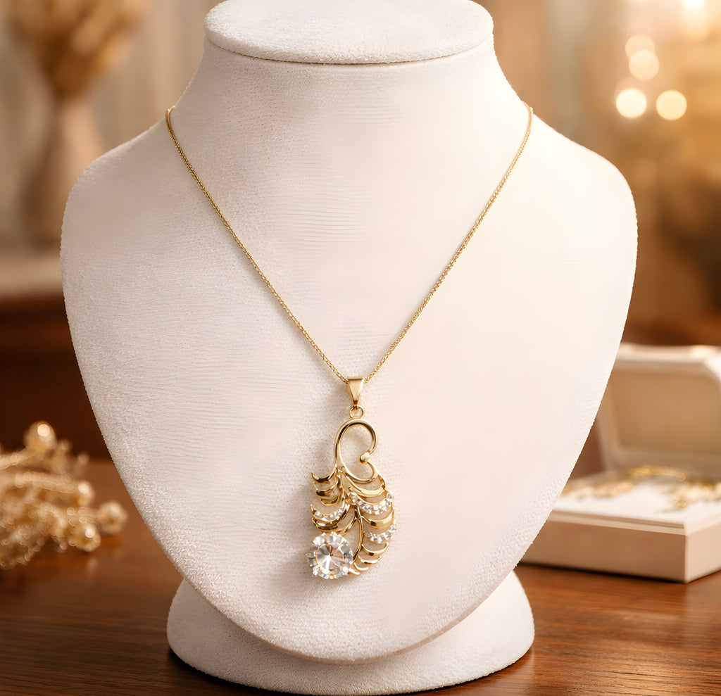 Elegant peacock-inspired pendant necklace