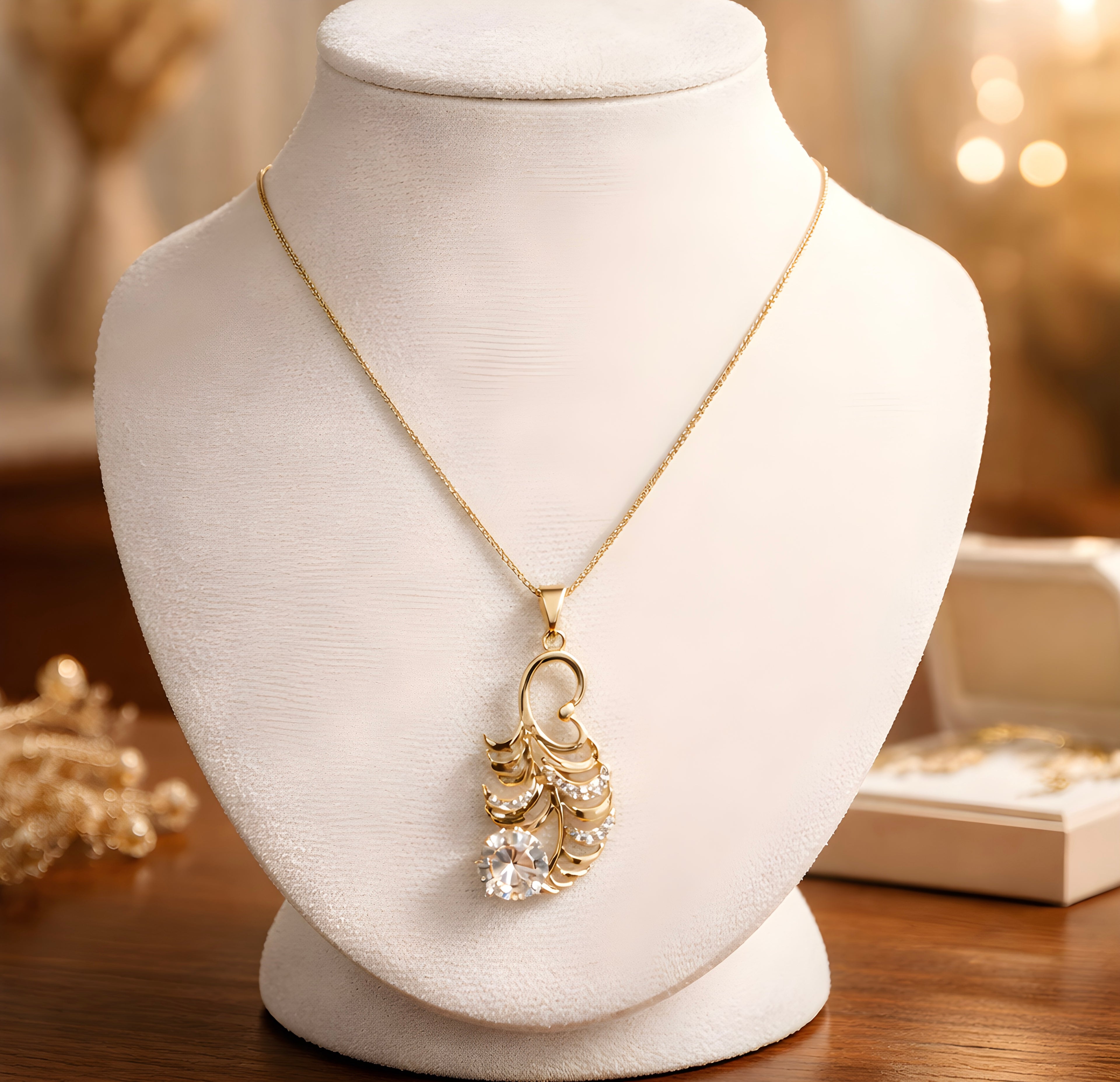 Elegant peacock-inspired pendant necklace