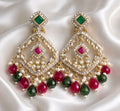 Green and ruby colour kundan earrings
