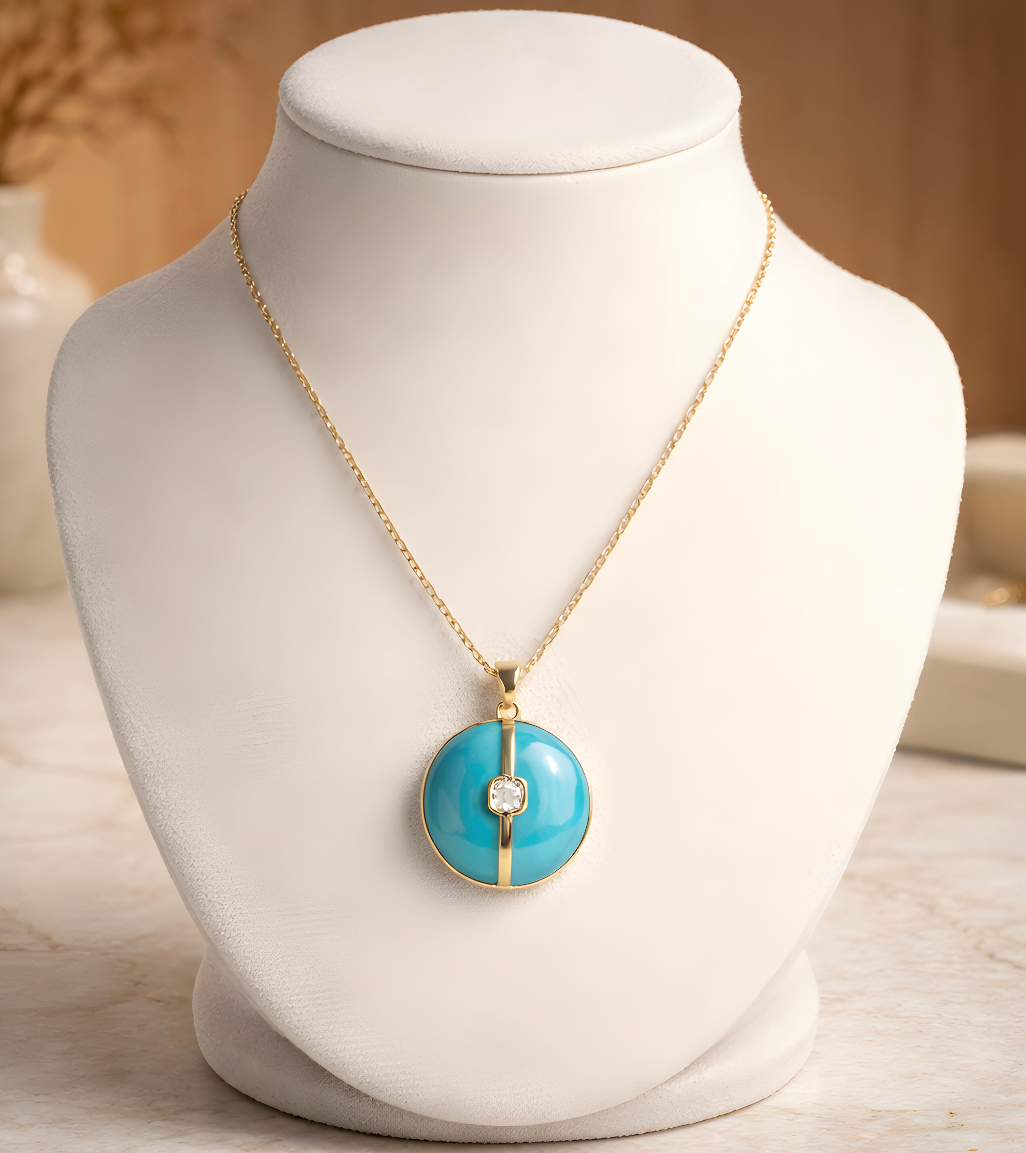 Enamelled Mini Diamond Buttons pendant Necklace