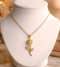 Dainty gold-tone rose pendant necklace