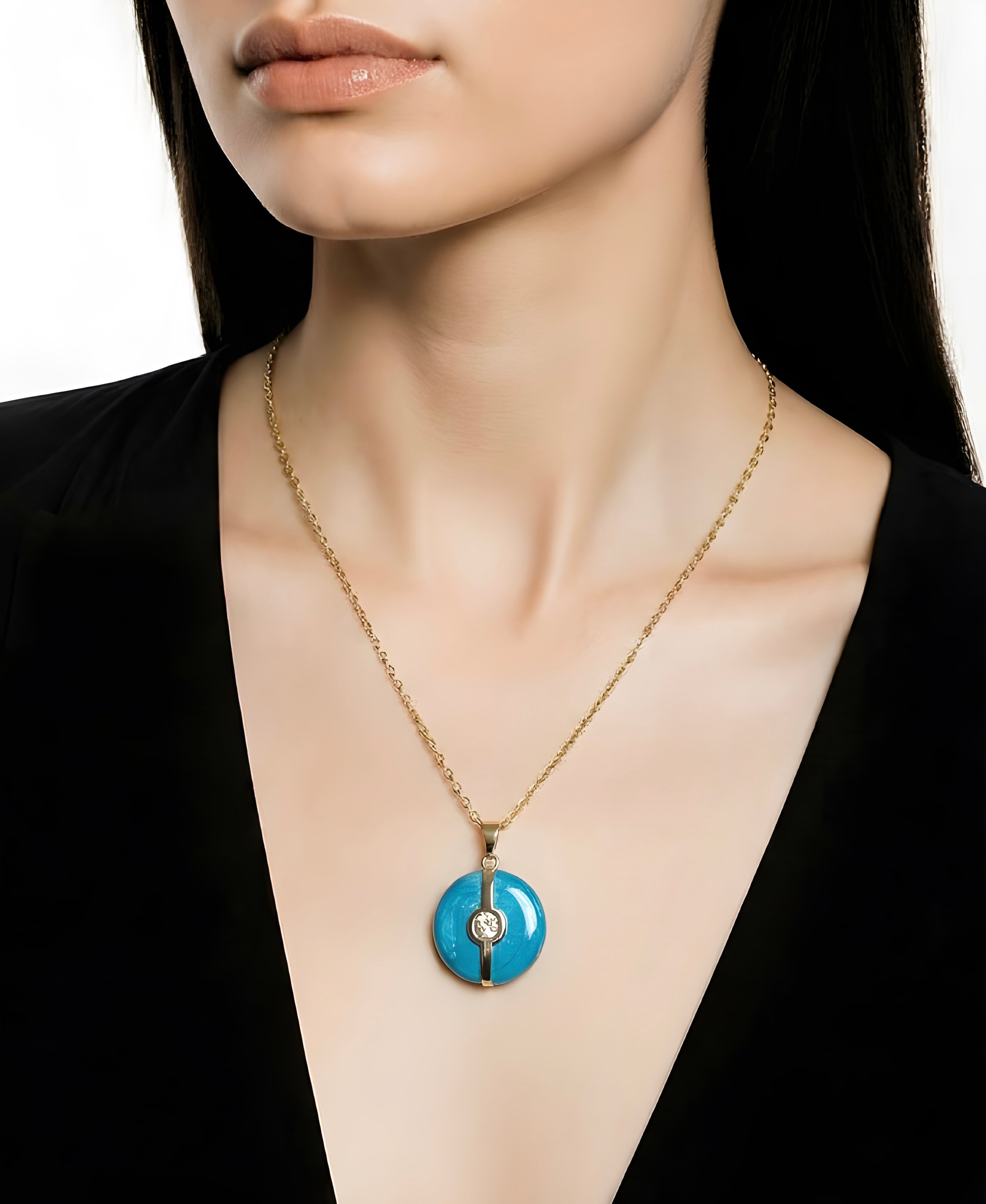 Enamelled Mini Diamond Buttons pendant Necklace
