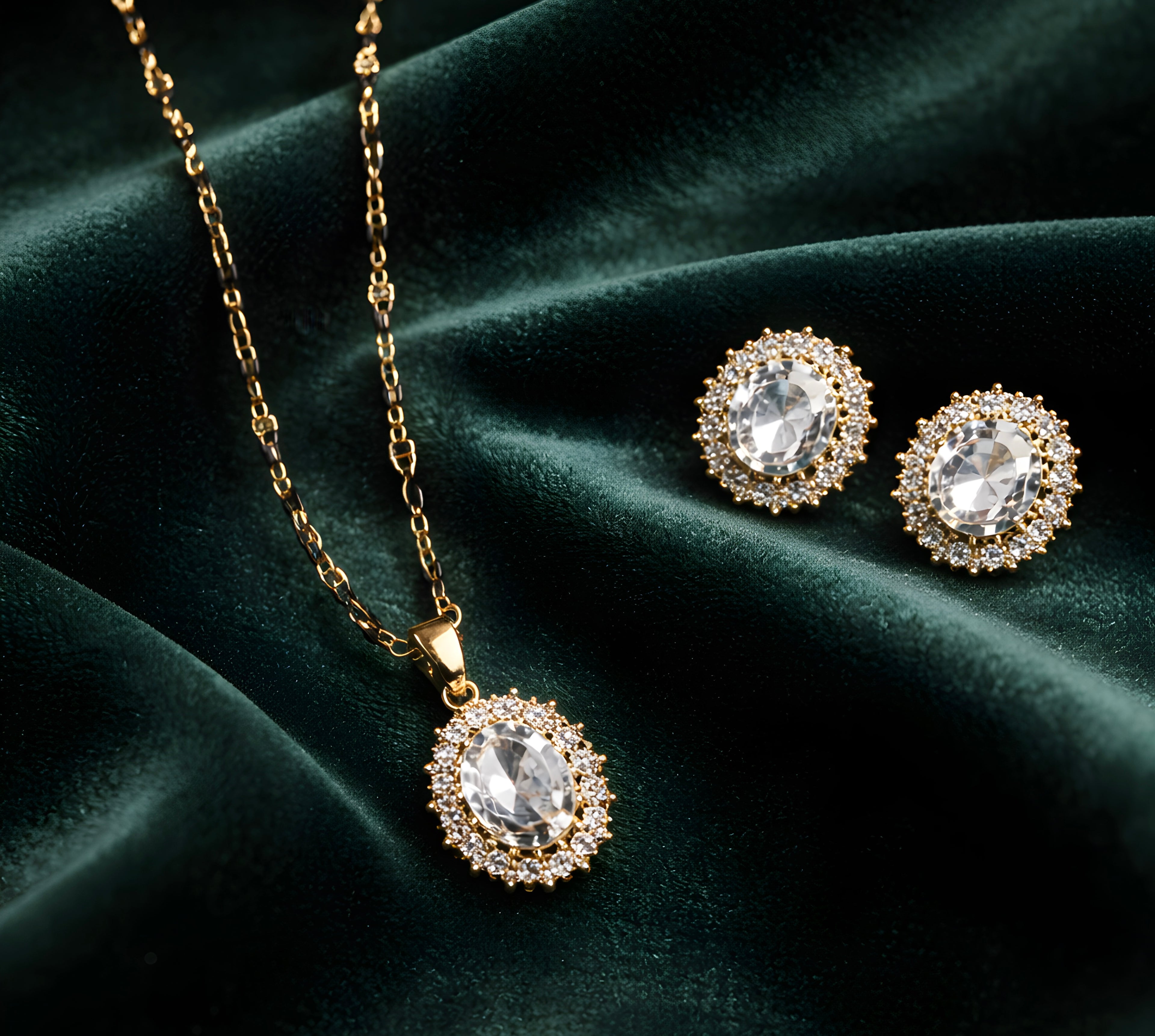 Classic oval-cut clear stone pendant set