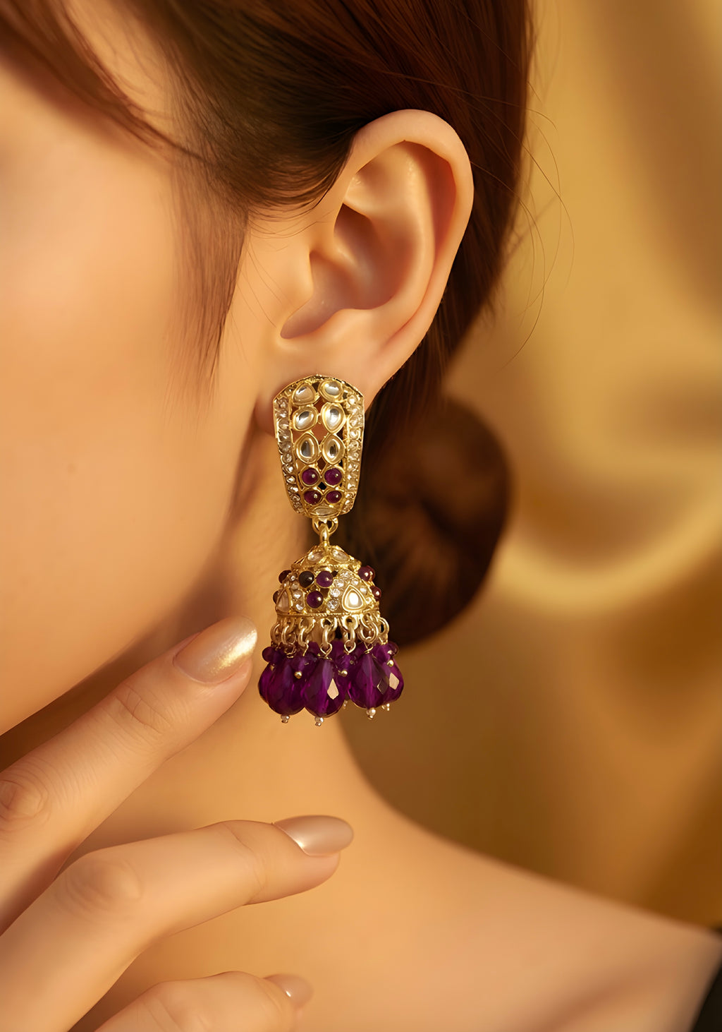 Indian purple jhumka earrings