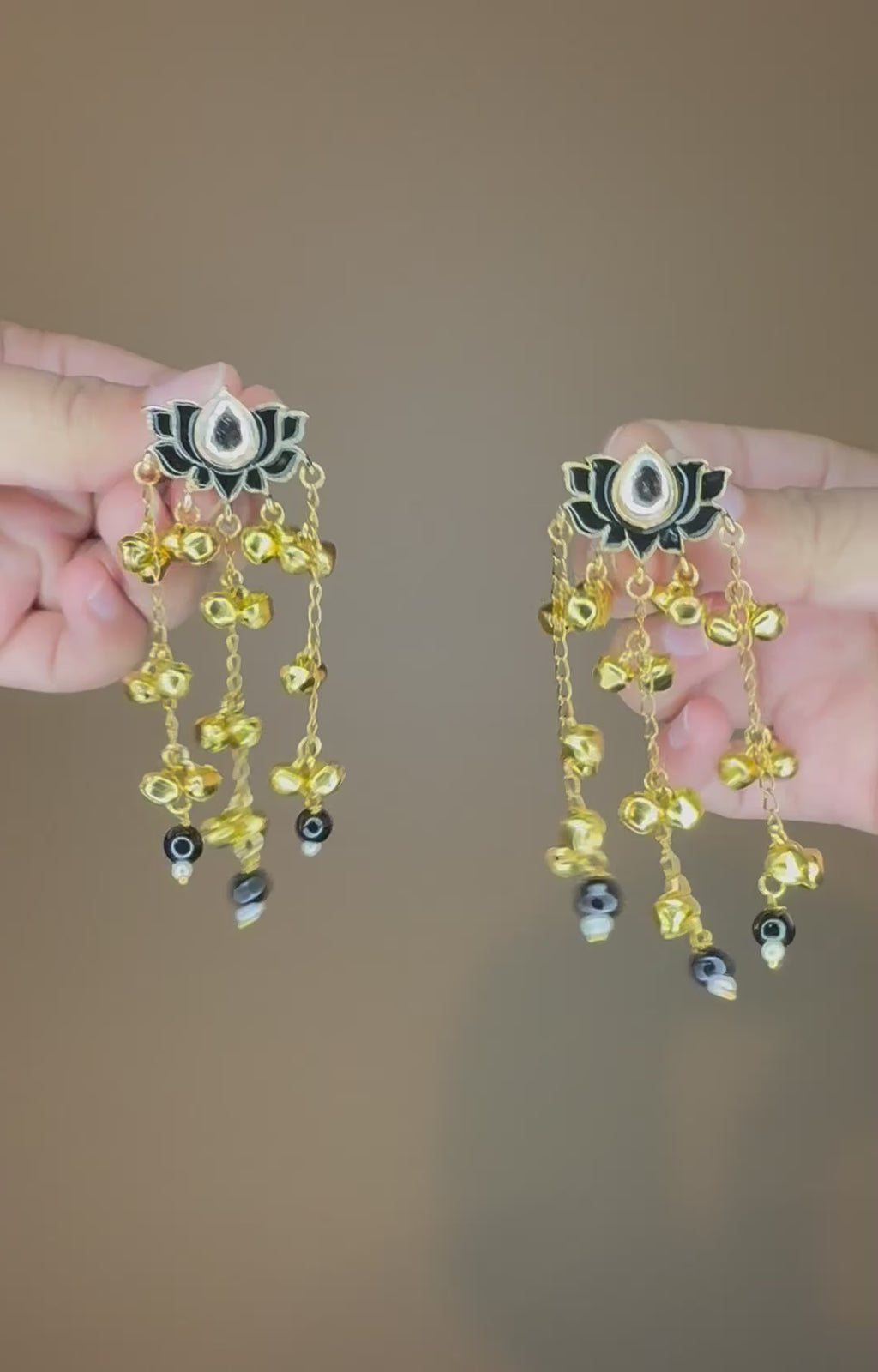 Lotus-shaped kashmiri handmade earrings