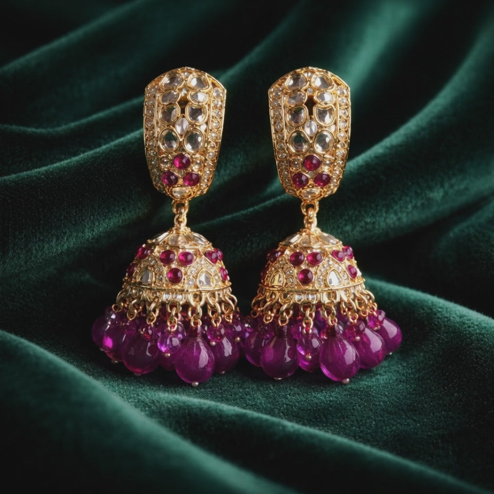 Indian purple jhumka earrings